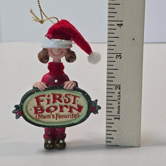First Born Moms Favorite Christmas Ornament Girl Holiday Hanging Red Green Humor - Picture 5 of 6